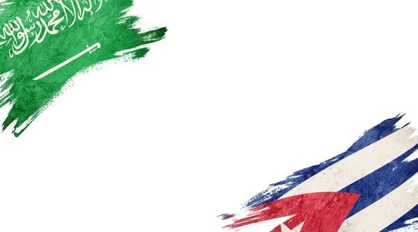 Vlajky Saúdské Arábie a Kuby na bílém pozadí — Stock fotografie